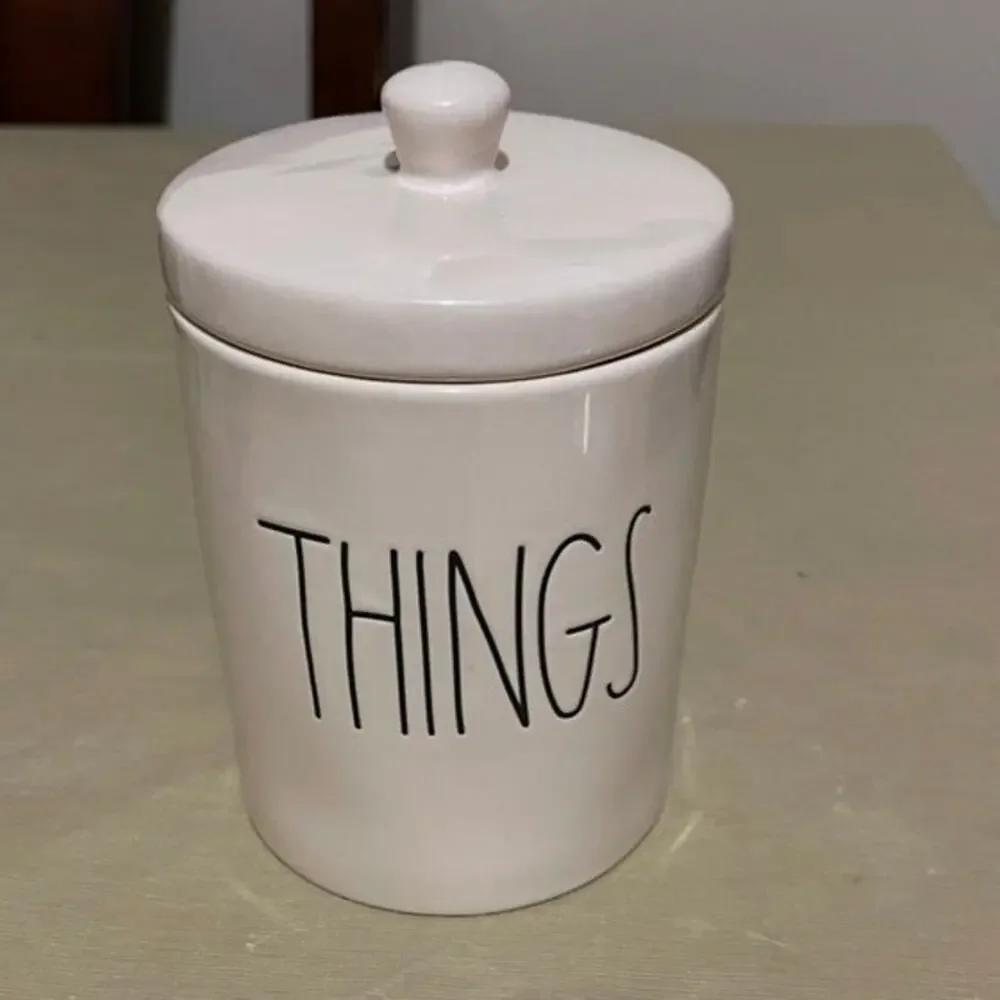 Rae Dunn 2 Pieces Ceramic Bathroom‎ Set Dish Wash Plate And Things Jar With Lid